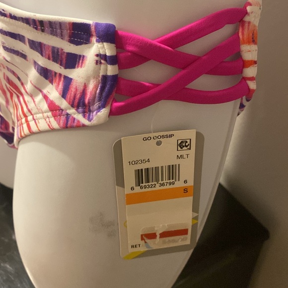 Go Gossip String Bikini Bottoms Pink Purple Swimsuit Separates Small New 4/25 - Picture 2 of 3
